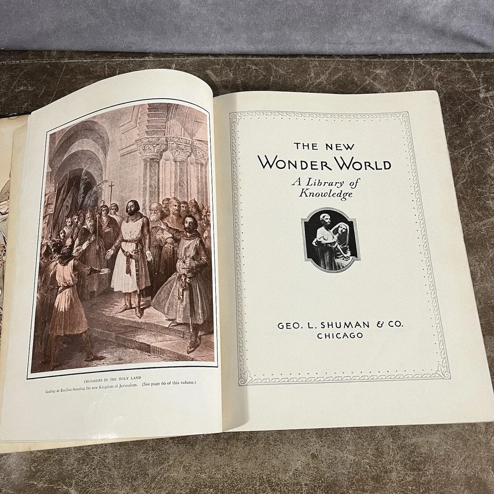Geo L Shuman The New Wonder World History Book Vol 7 Black Silver Embossed Ship